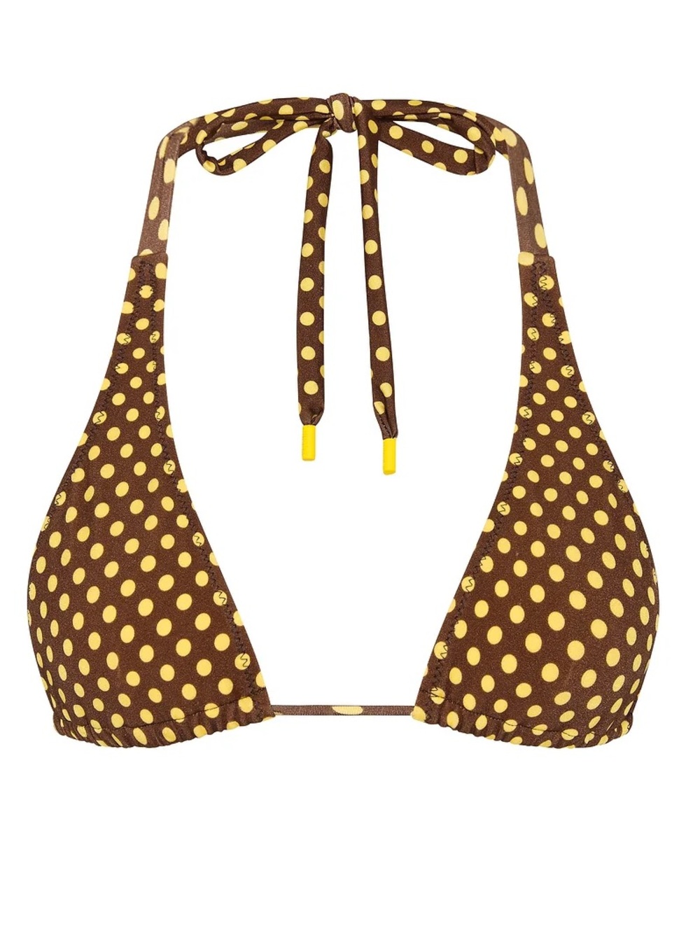 TRIANGL NWT Dara Cookie Triangle Bikini Top Chocolate Yellow Polka Dot Small